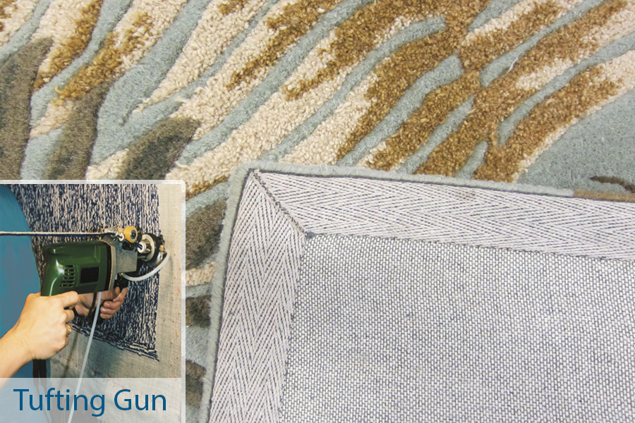 Tufted Rug Front and Back and Tufting Gun